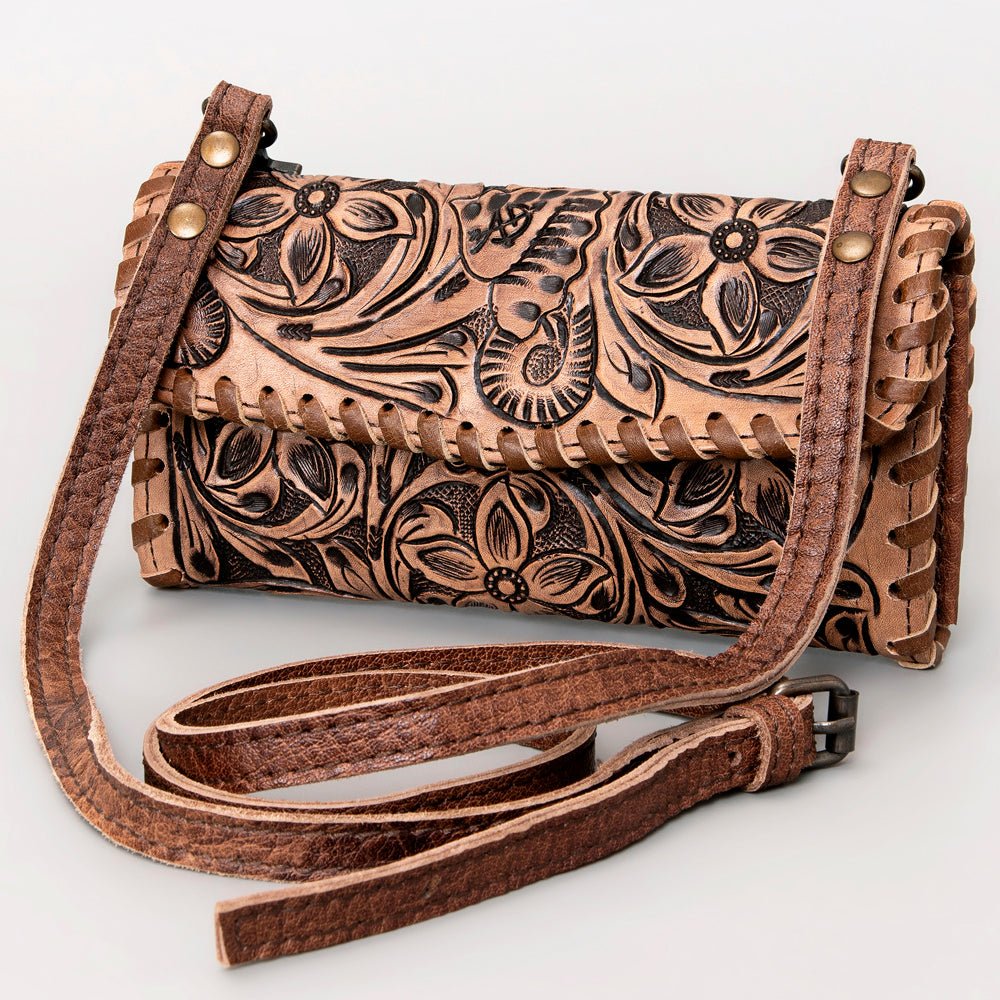 American Darling ADBG514BR Small Crossbody Hand Tooled Genuine Leather Women Bag Western Handbag Purse