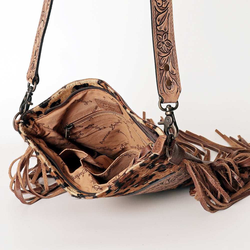 American Darling ADBGS192CHEGO Messenger Hand Tooled Hair On Genuine Leather Women Bag Western Handbag Purse