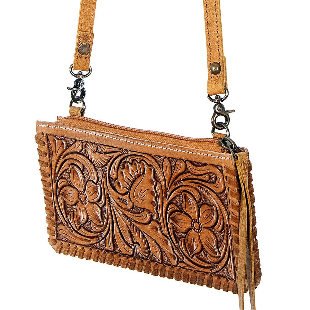 American Darling ADBG535BR Wallet Hand Tooled Genuine Leather Women Bag Western Handbag Purse