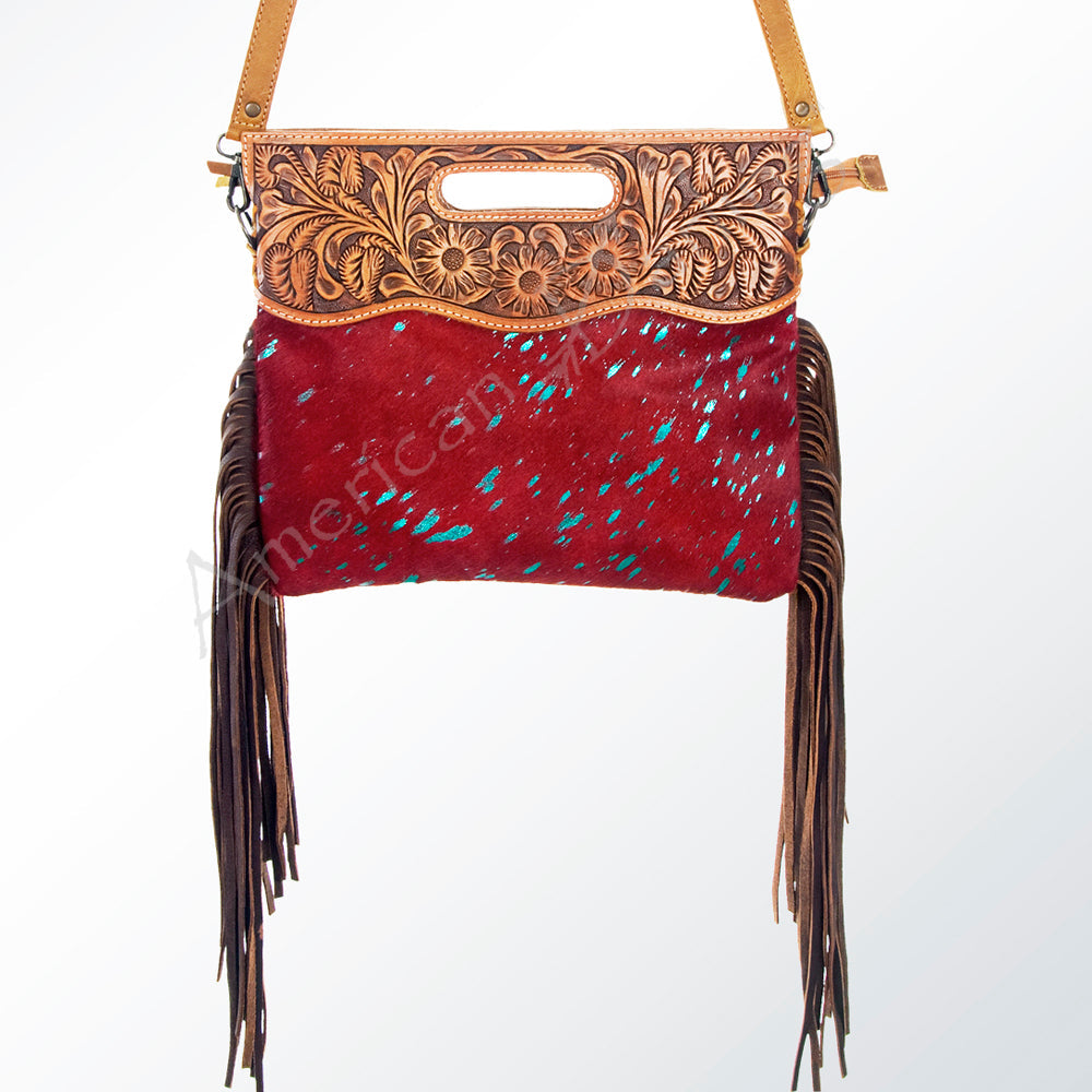 American Darling Clutch Hand Tooled Saddle Blanket Fabric Genuine Leather Western Women Bag Handbag Purse | Purses for Cute