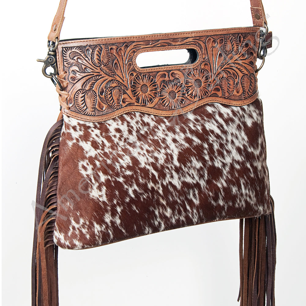 American Darling Clutch Hand Tooled Hair on Genuine Leather Western Women Bag Handbag Purse | Purses for Cute