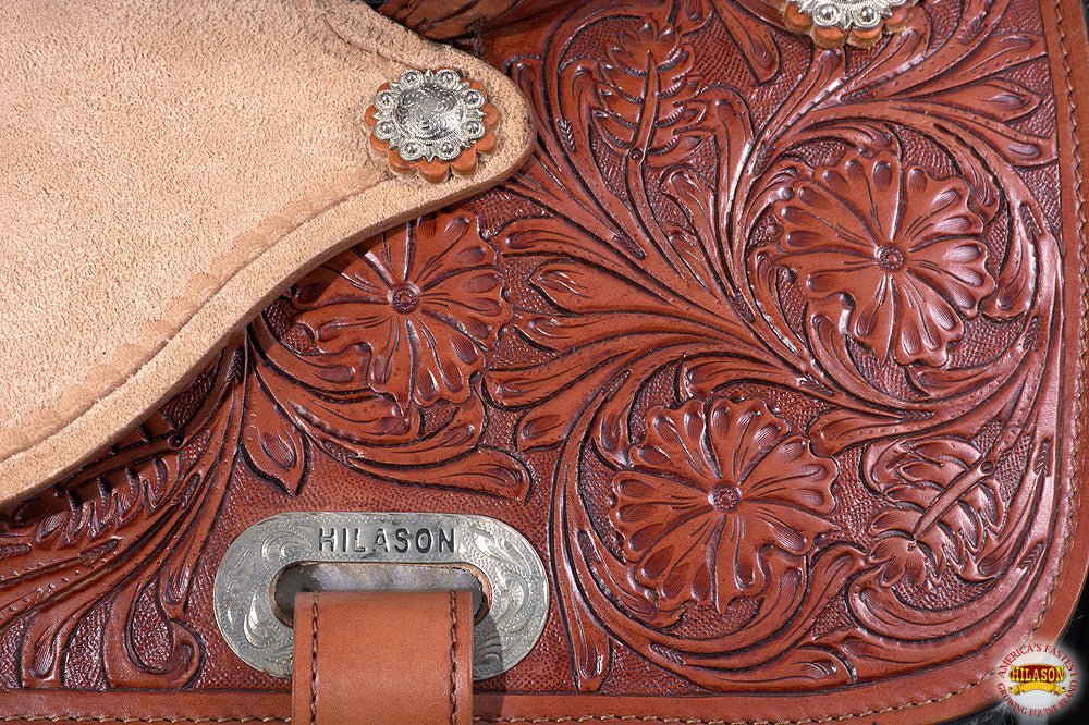 Western Horse Saddle Hilason In American Leather Flex Tree Barrel Trail