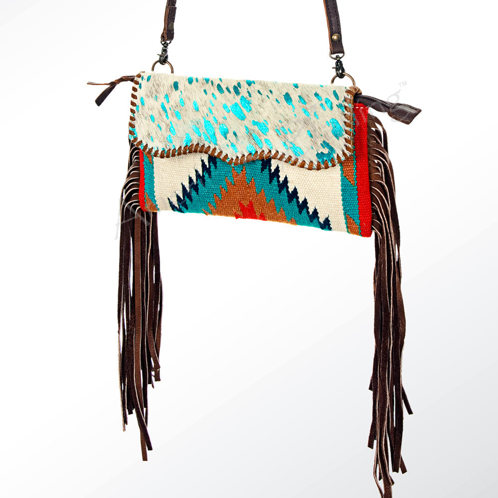 American Darling ADBG344B-ACTRQ Cross Body Saddle Blanket Hair On Genuine Leather Women Bag Western Handbag Purse