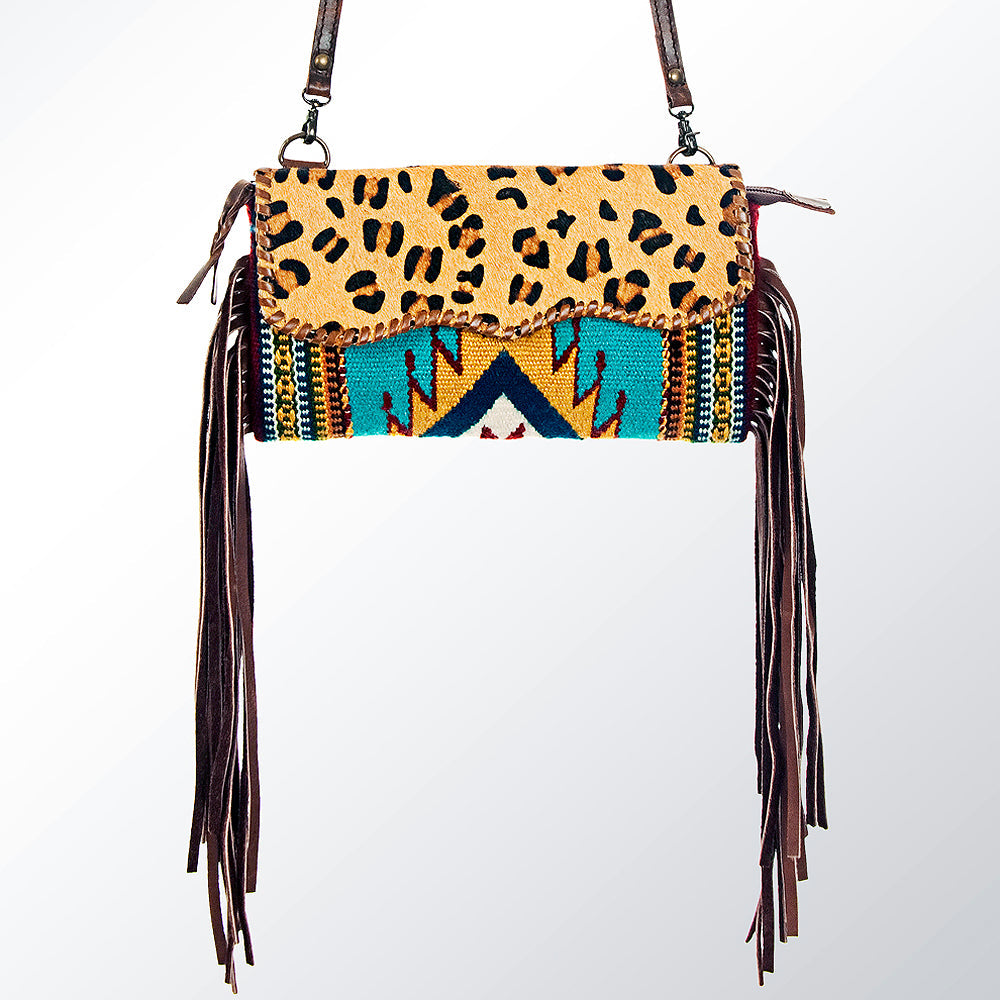 American Darling ADBG344C-CHE Cross Body Saddle Blanket Hair On Genuine Leather Women Bag Western Handbag Purse