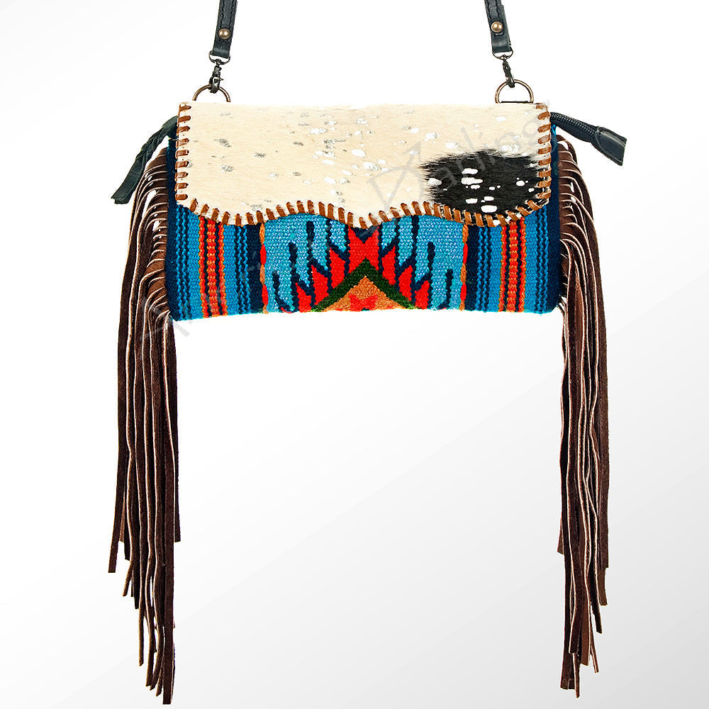 American Darling ADBG344F-ACSL Cross Body Saddle Blanket Hair On Genuine Leather Women Bag Western Handbag Purse