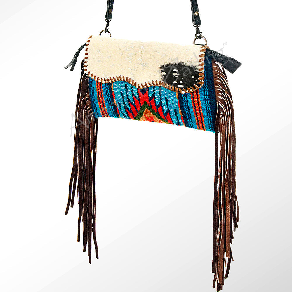 American Darling ADBG344F-ACSL Cross Body Saddle Blanket Hair On Genuine Leather Women Bag Western Handbag Purse