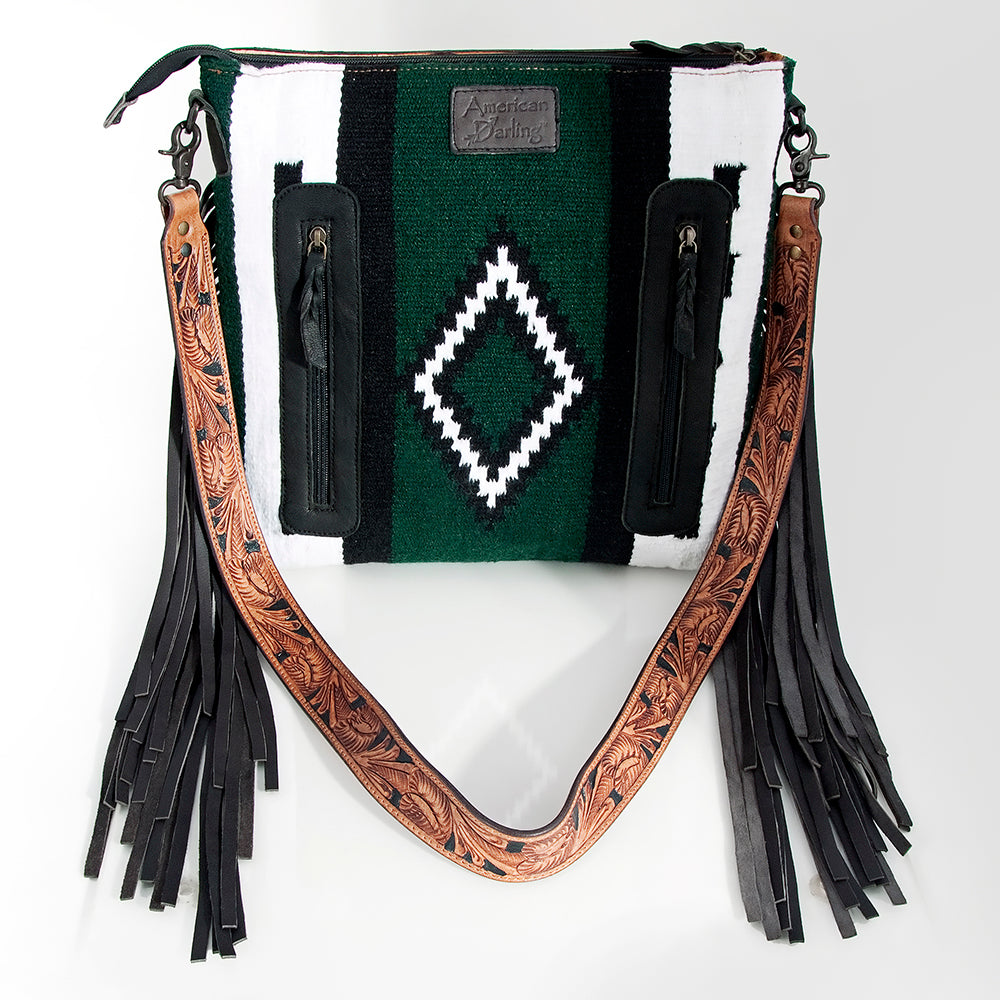 American Darling ADBGZ225 Signature Crossbody Hand Tooled Saddle Blanket Genuine Leather Women Bag Western Handbag Purse