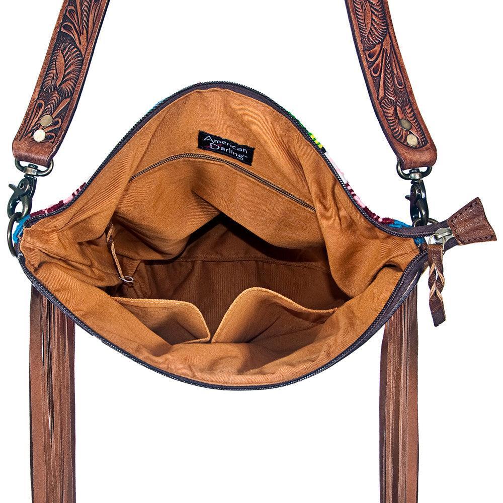 American Darling ADBGZ242 Signature Crossbody Hand Tooled Saddle Blanket Genuine Leather Women Bag Western Handbag Purse