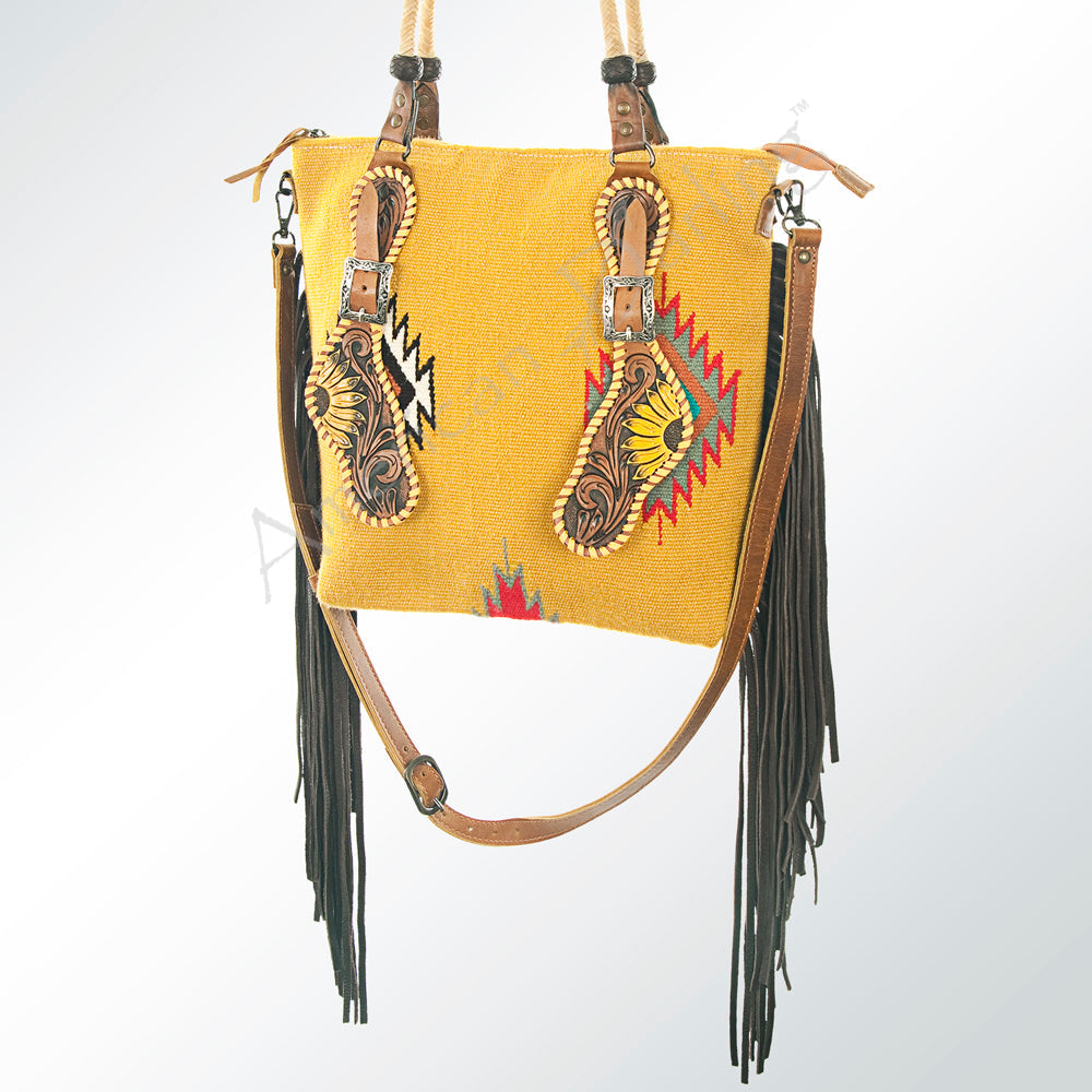 American Darling ADBG540DAR1 Tote Hand Tooled Saddle Blanket Genuine Leather Women Bag Western Handbag Purse