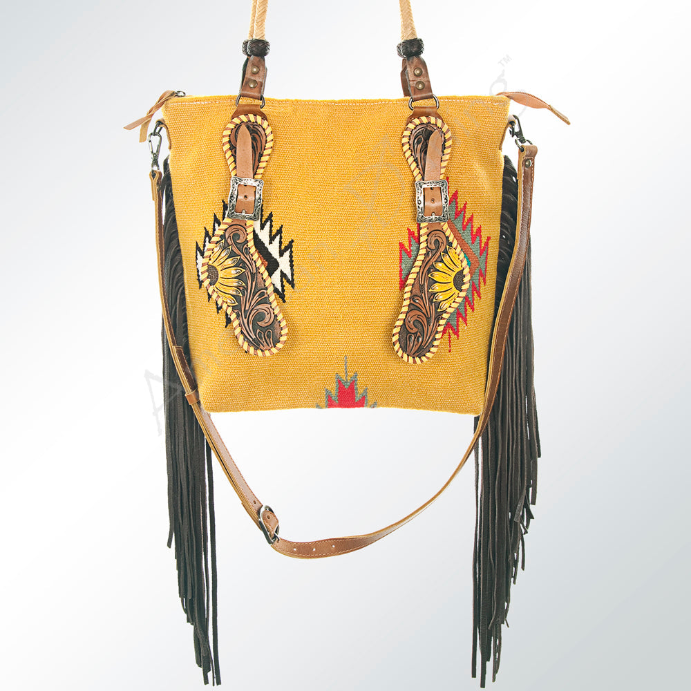 American Darling ADBG540DAR1 Tote Hand Tooled Saddle Blanket Genuine Leather Women Bag Western Handbag Purse