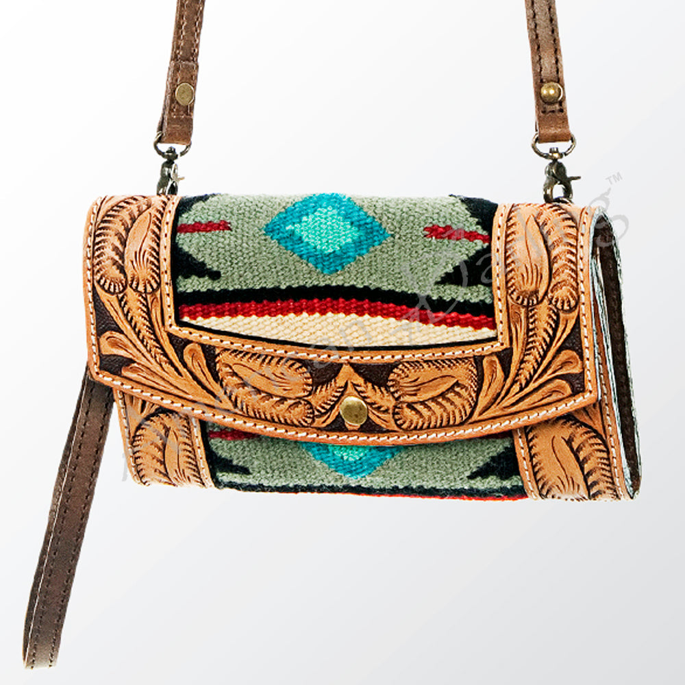 ADBG557DAR1 American Darling Hand Tooled Saddle Blanket Genuine Leather Women Bag Western Handbag Purse