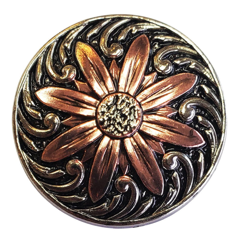 1 1/4 In Hilason Western Horse Floral Screw Back 2 Tone Finishing Tack Headstall Saddle Concho