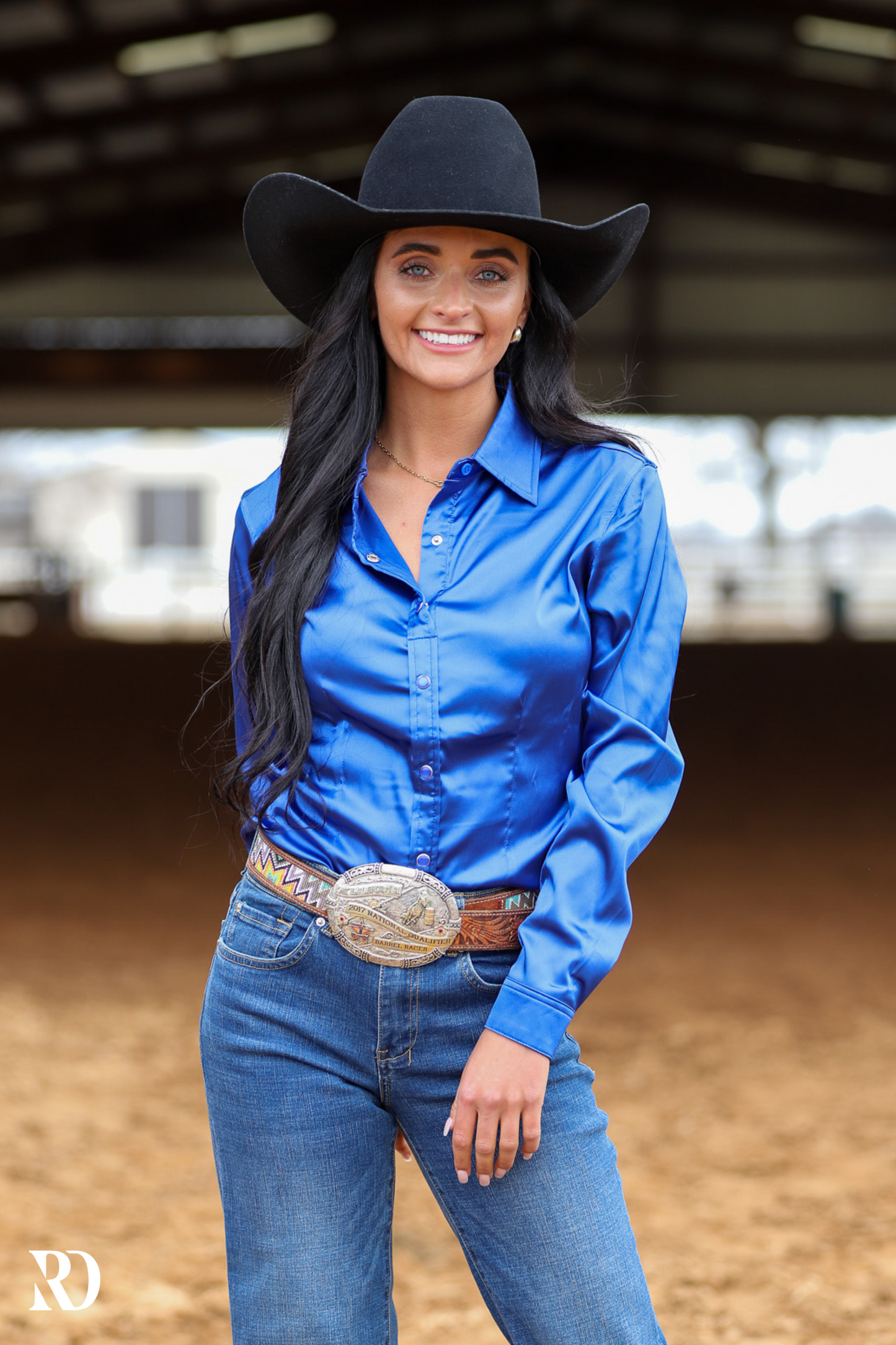 Royal Blue Satin Performance Rodeo Shirt Lightweight Stretch Fabric And Unisex Fit