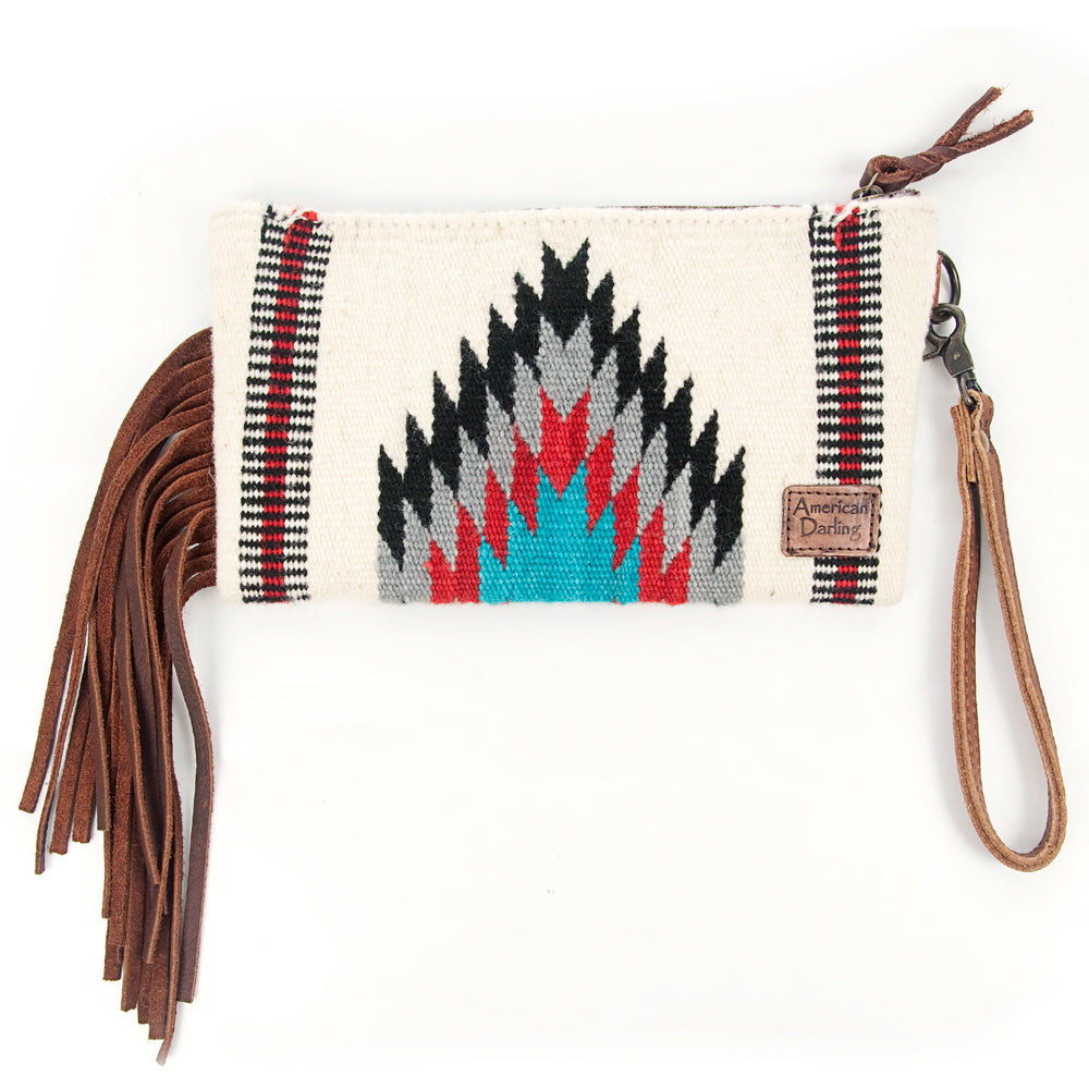 American Darling ADBG344D7 Wristlet Hand Tooled Saddle Blanket Genuine Leather Women Bag Western Handbag Purse