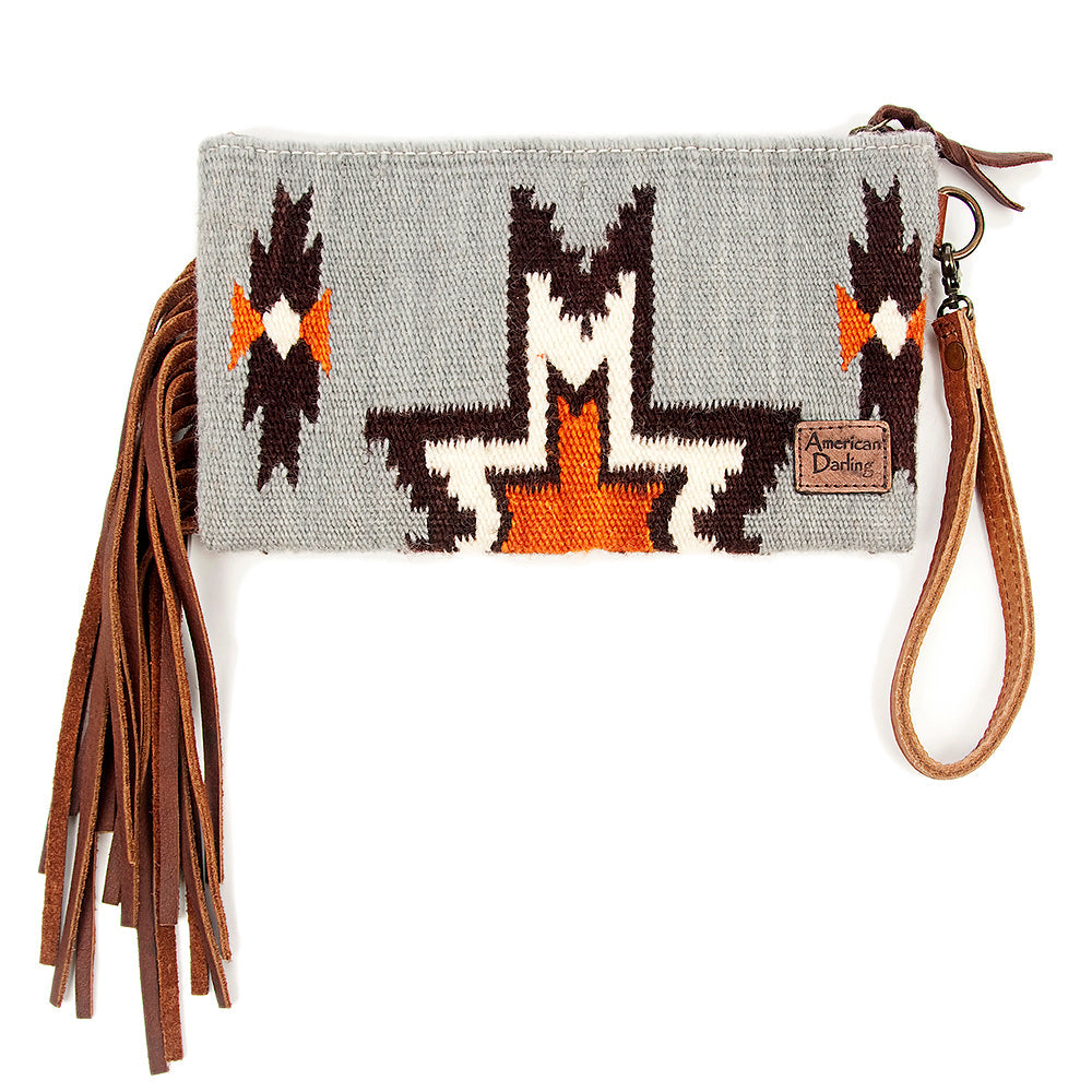 American Darling ADBG344D9 Wristlet Hand Tooled Saddle Blanket Genuine Leather Women Bag Western Handbag Purse