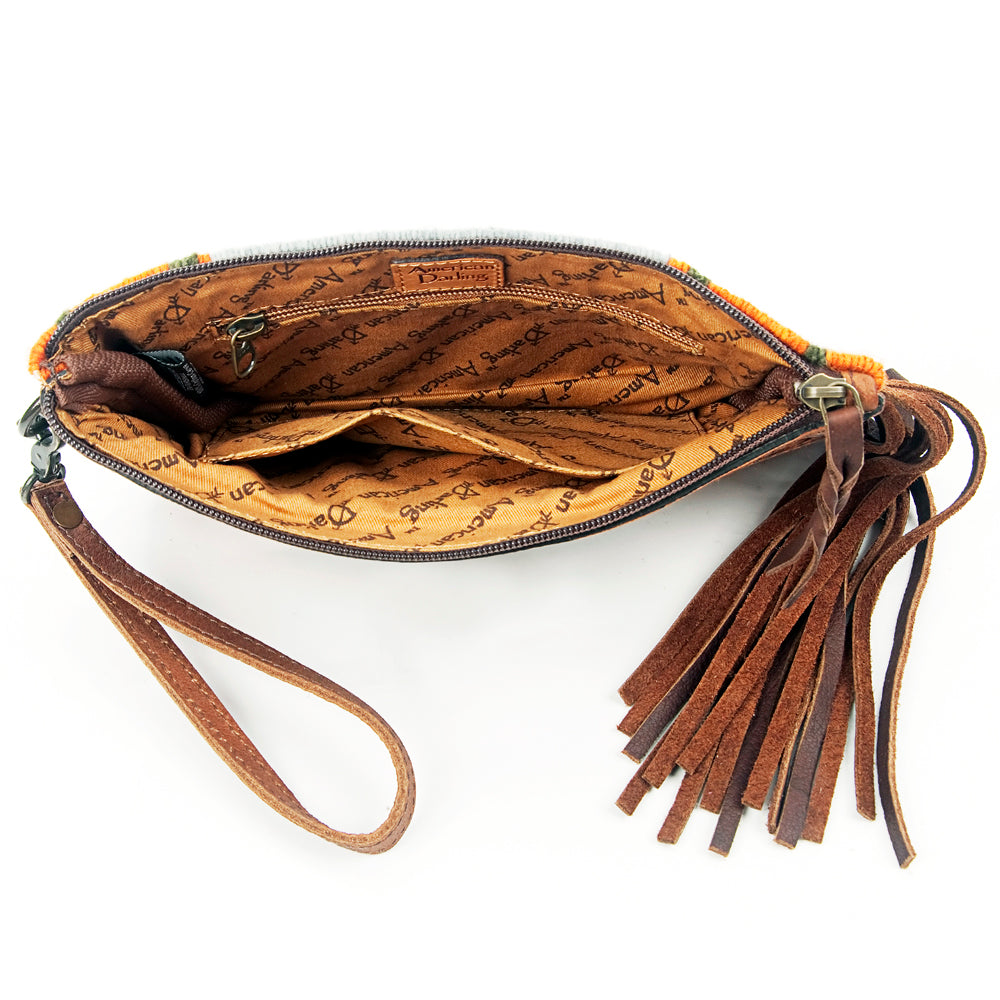 American Darling ADBG344D12 Wristlet Hand Tooled Saddle Blanket Genuine Leather Women Bag Western Handbag Purse