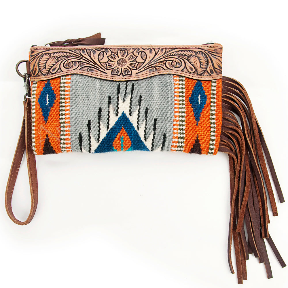American Darling ADBG344D12 Wristlet Hand Tooled Saddle Blanket Genuine Leather Women Bag Western Handbag Purse