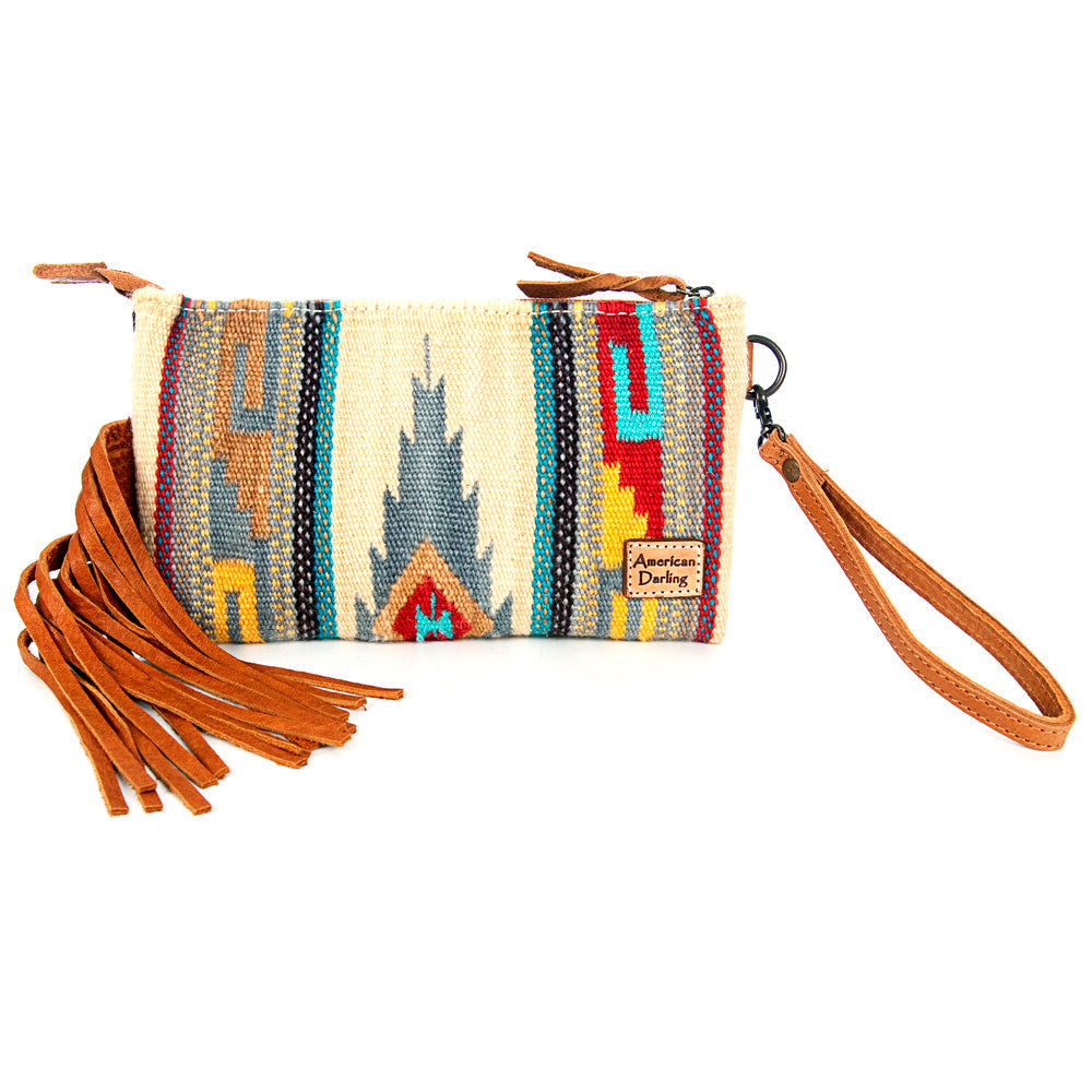 American Darling ADBG344TAND Wristlet Hand Tooled Saddle Blanket Genuine Leather Women Bag Western Handbag Purse
