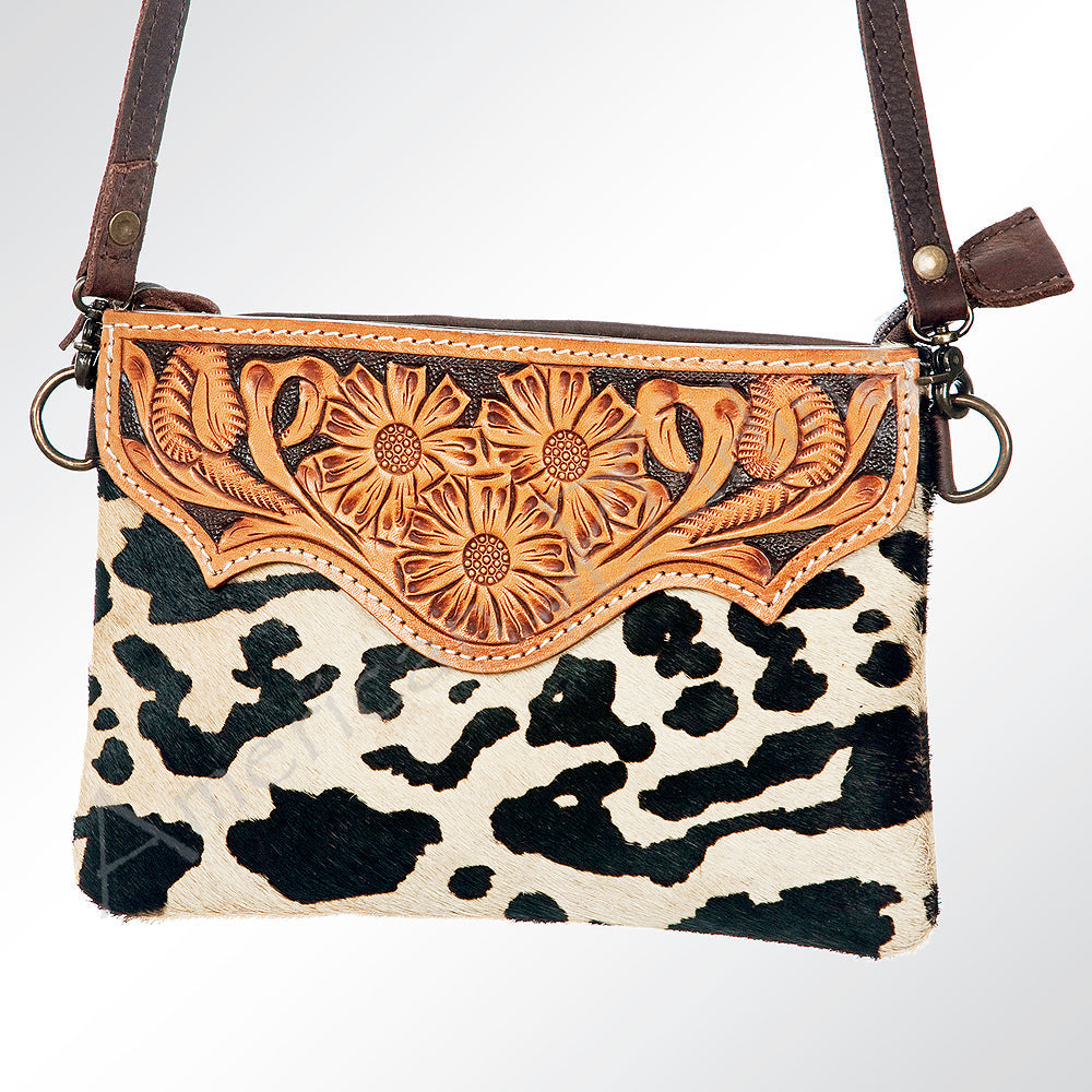 American Darling ADBG581 Small Crossbody Hand Tooled Hair-On Genuine Leather Women Bag Western Handbag Purse