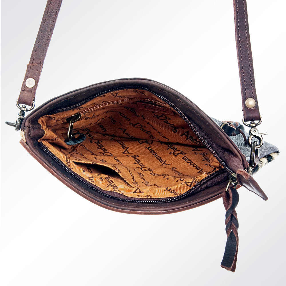 American Darling ADBG581 Small Crossbody Hand Tooled Hair-On Genuine Leather Women Bag Western Handbag Purse
