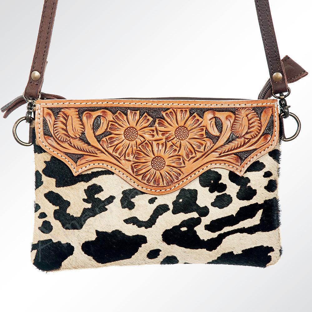 American Darling ADBG581 Small Crossbody Hand Tooled Hair-On Genuine Leather Women Bag Western Handbag Purse