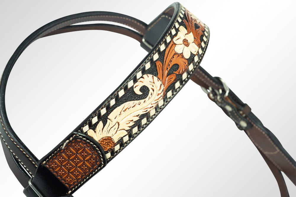 AMERICAN DARLING Western Horse Headstall American Leather Dark Brown