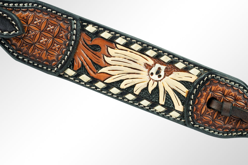 AMERICAN DARLING Western Horse Headstall American Leather Dark Brown