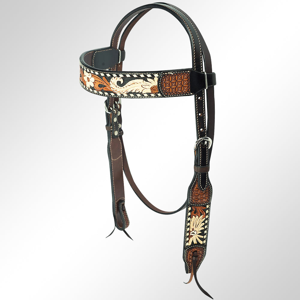 AMERICAN DARLING Western Horse Headstall American Leather Dark Brown