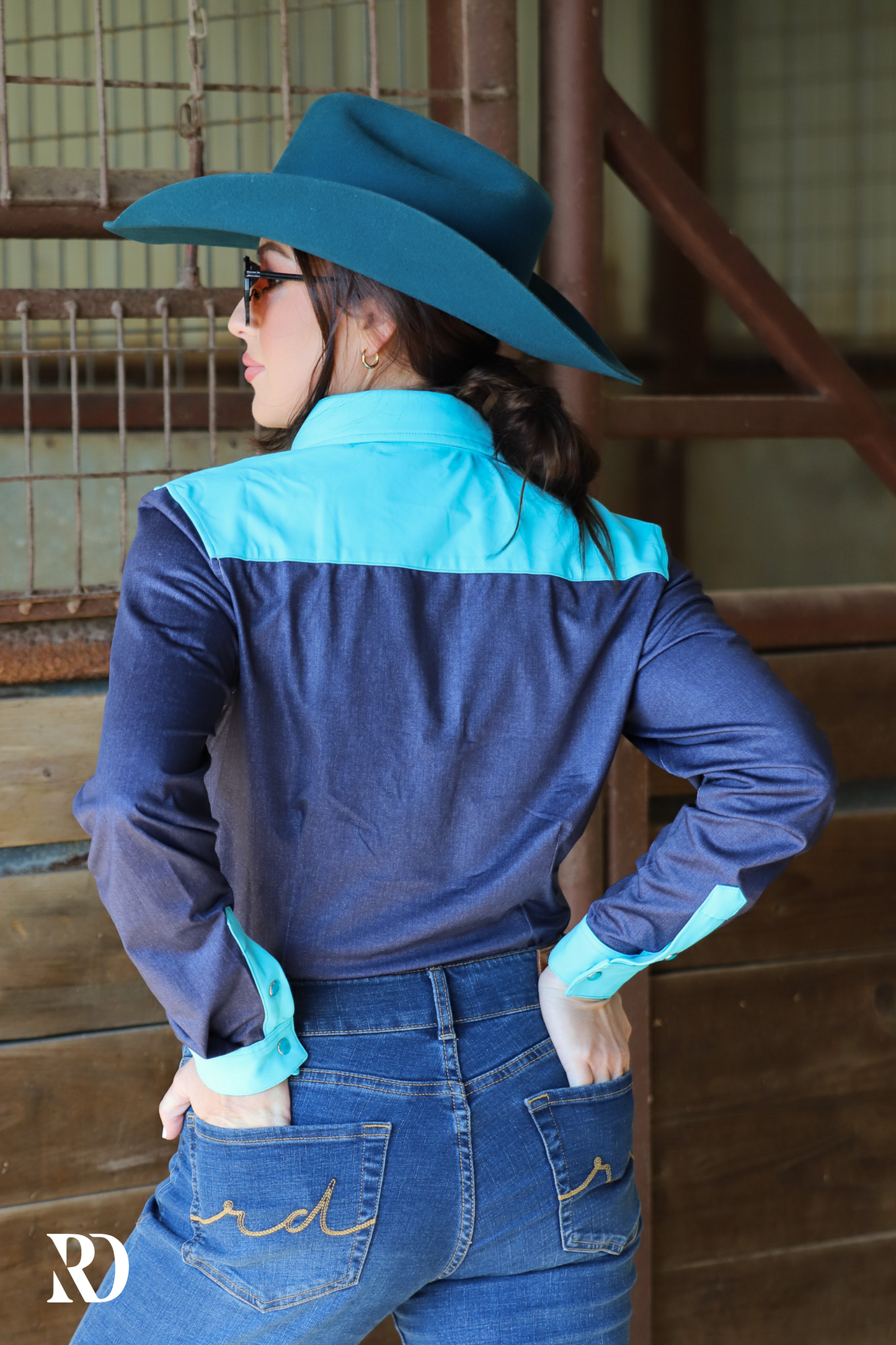 DENIM & TURQ PERFORMANCE RODEO SHIRT