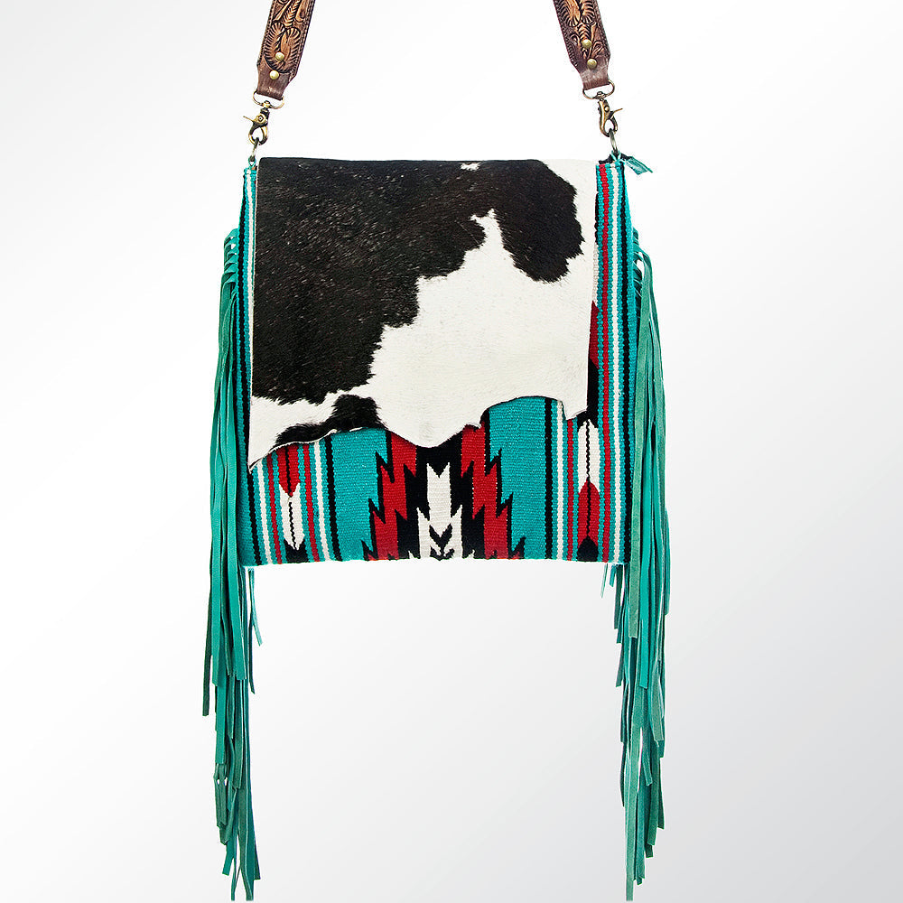 ADBGZ260D1 American Darling Saddle Blanket Hair On Genuine Leather Women Bag Western Handbag Purse