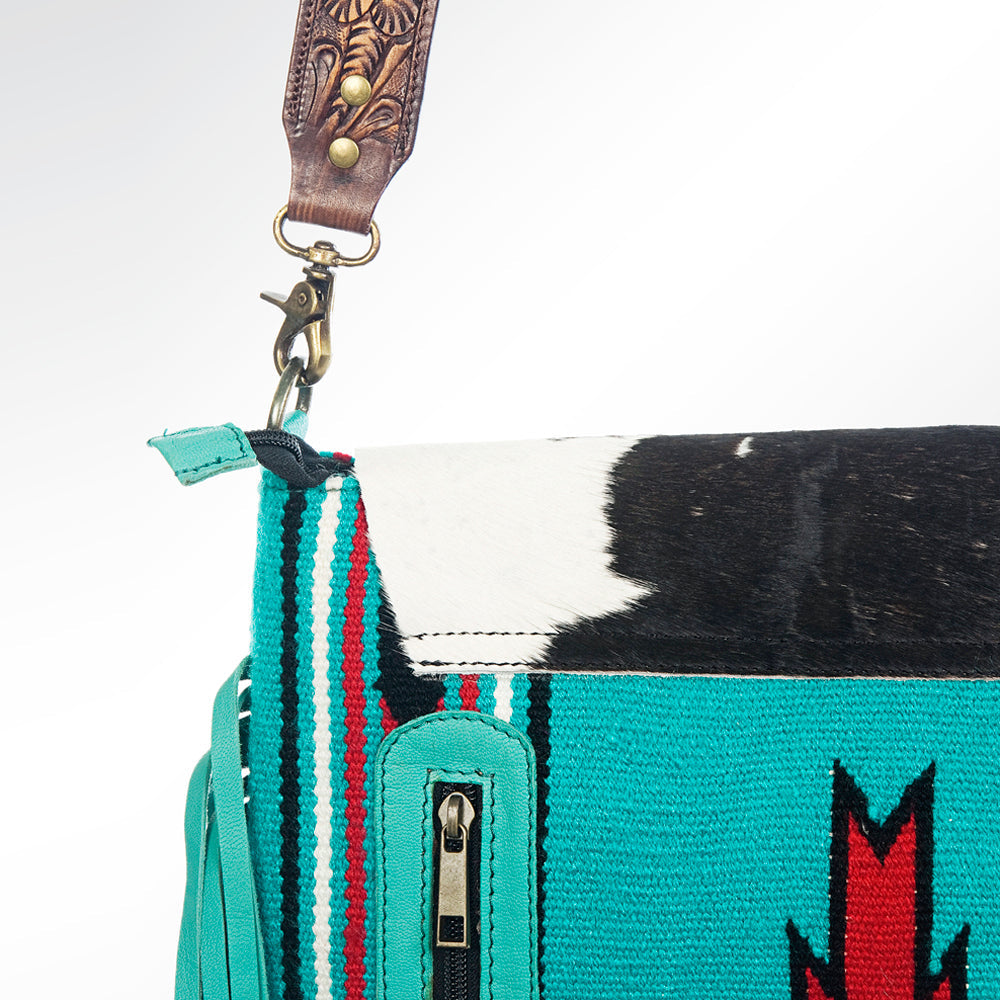 ADBGZ260D1 American Darling Saddle Blanket Hair On Genuine Leather Women Bag Western Handbag Purse