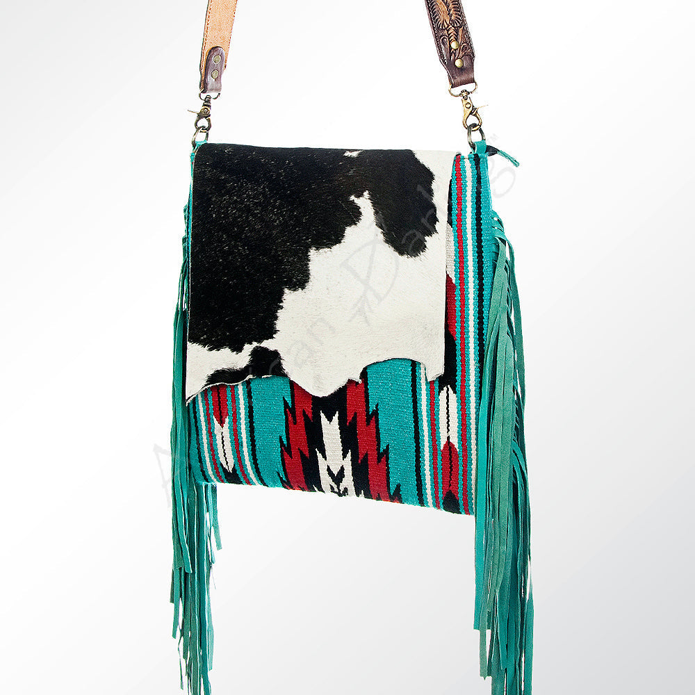 ADBGZ260D1 American Darling Saddle Blanket Hair On Genuine Leather Women Bag Western Handbag Purse