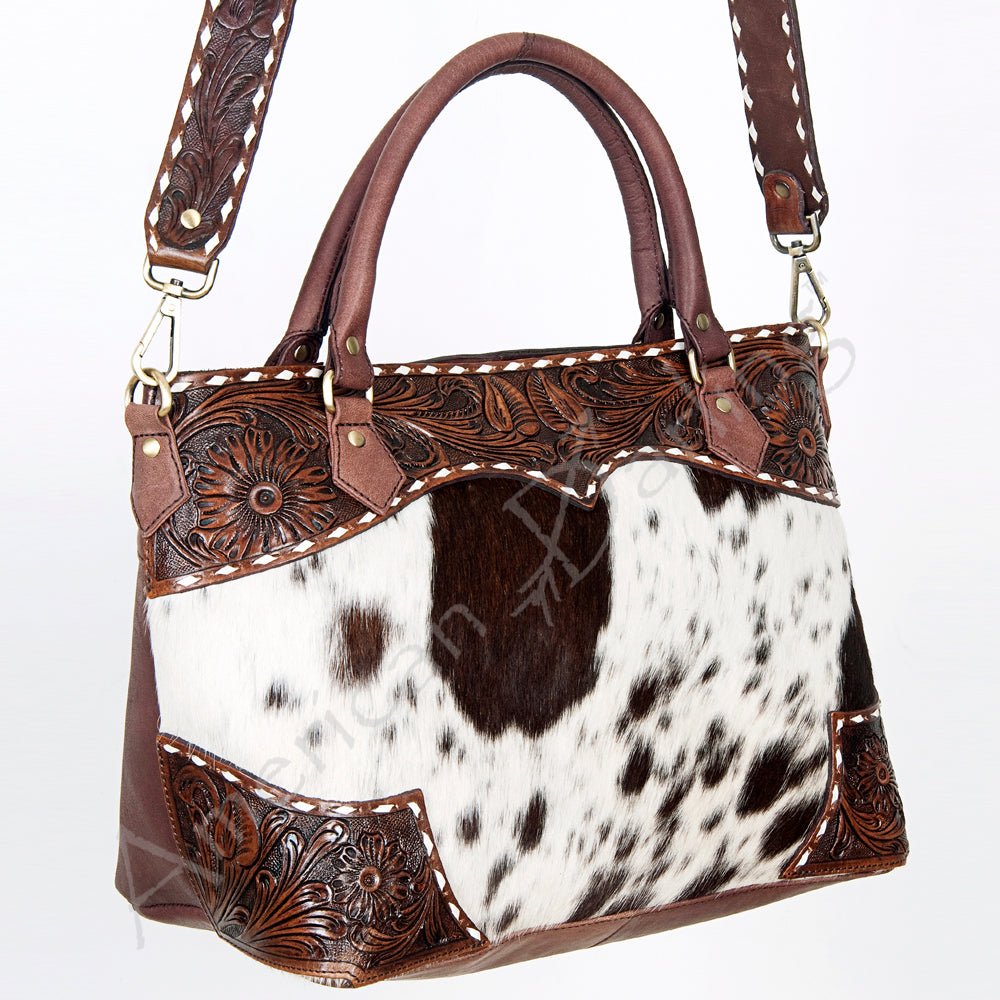 American Darling Tote Hand Tooled Hair On Genuine Leather Women Bag Western Handbag Purse