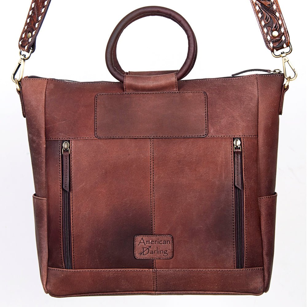 American Darling Tote Hand Tooled Hair On Genuine Leather Women Bag Western Handbag Purse