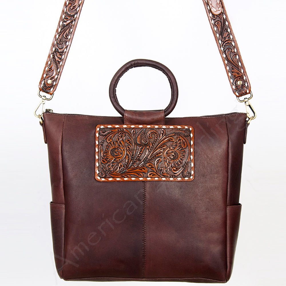 American Darling Tote Hand Tooled Hair On Genuine Leather Women Bag Western Handbag Purse