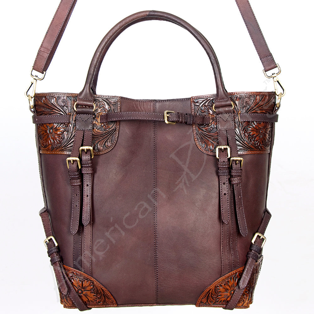 American Darling ADBGI147B Tote Hand Tooled Genuine Leather Women Bag Western Handbag Purse