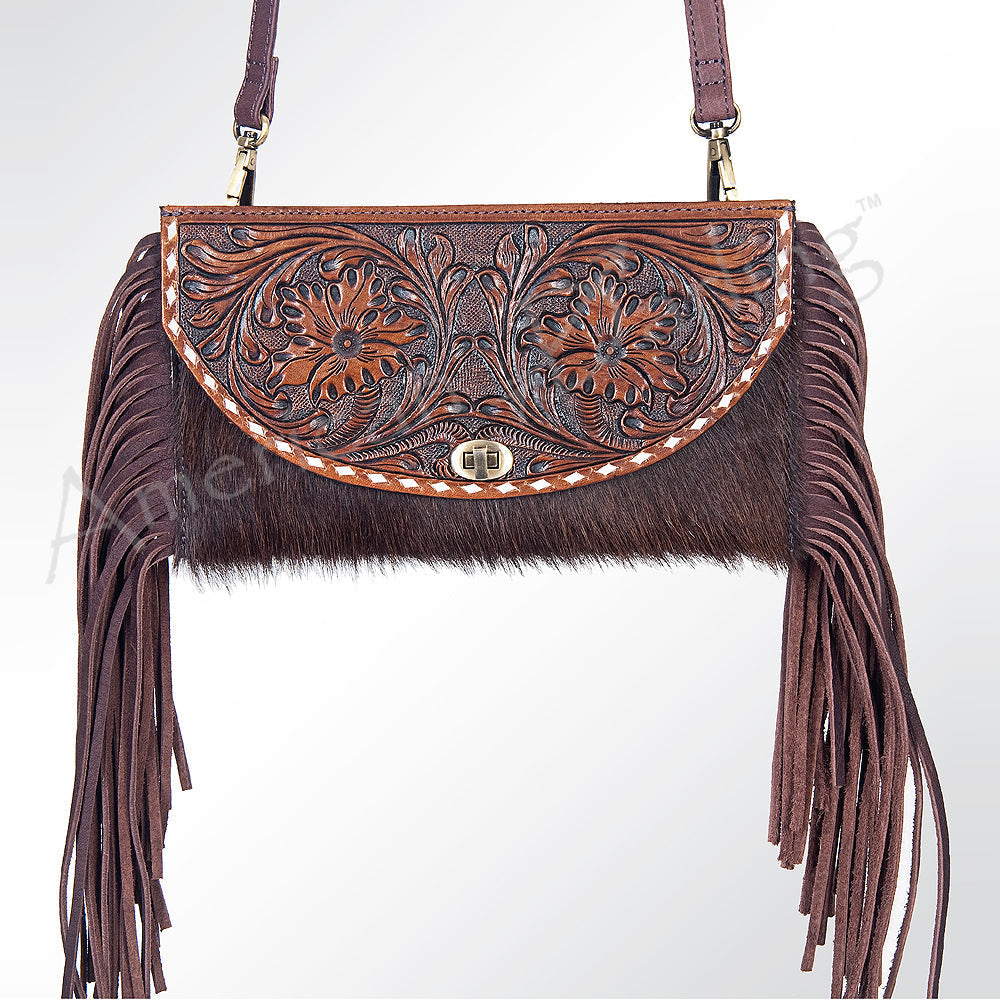 American Darling ADBGI150B Wallet Hand Tooled Hair On Genuine Leather Women Bag Western Handbag Purse