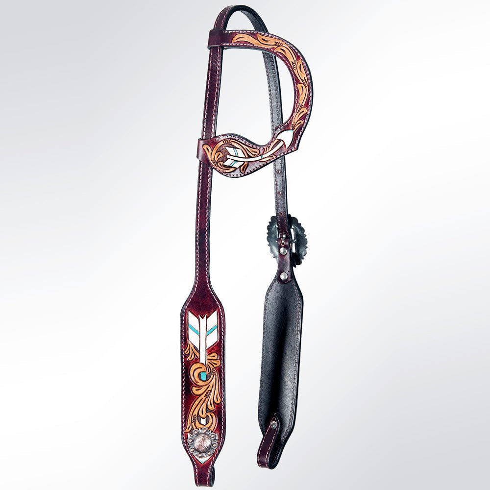 American Darling ADPAF119-HS Western Horse Floral One Ear Headstall Leather