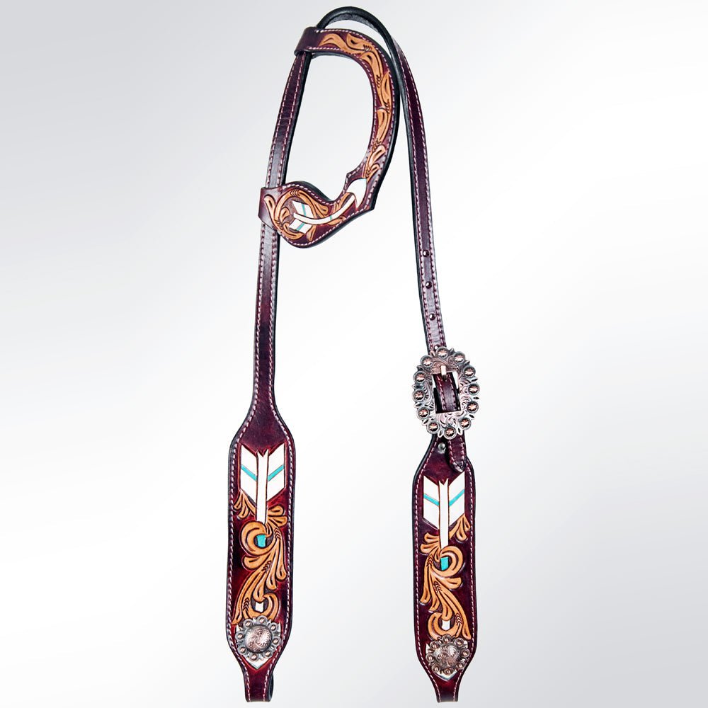 American Darling ADPAF119-HS Western Horse Floral One Ear Headstall Leather