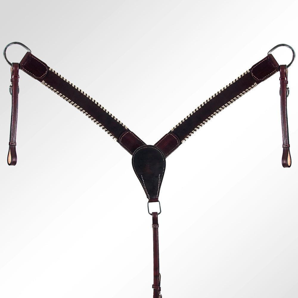 American Darling ADPAF122-BC Western Horse Floral Breast Collor Genuine Leather Tan