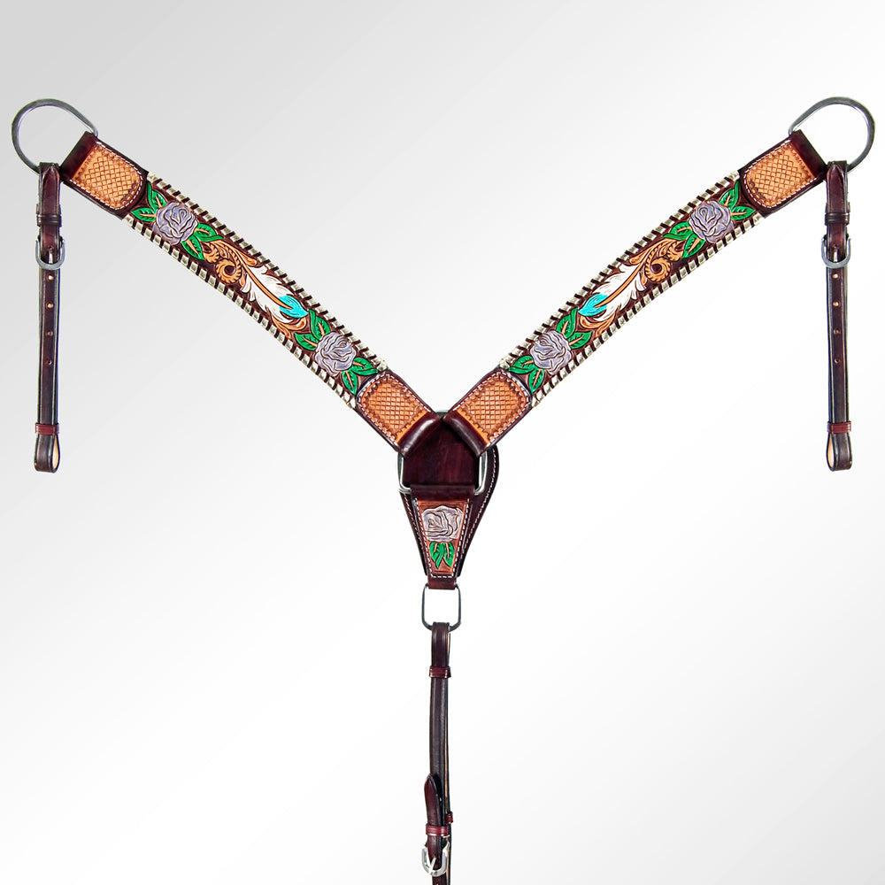 AMERICAN DARLING Western Horse Headstall Breast Collar Set American Leather