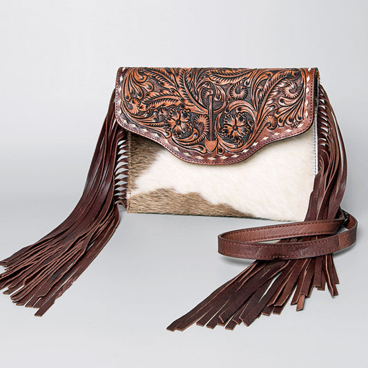 American Darling ADBGZ290 Envelope Hand Tooled Hair-On Genuine Leather Women Bag Western Handbag Purse