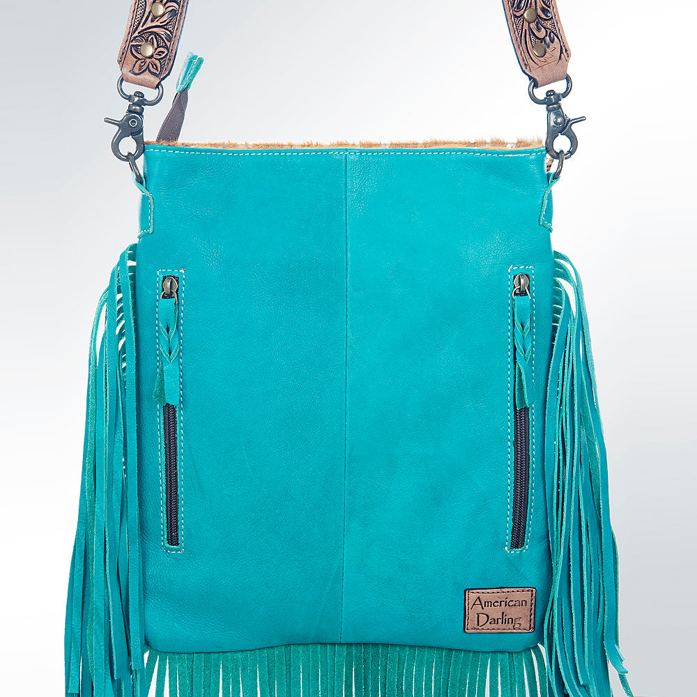 American Darling ADBGS192B Messenger Hair On Genuine Leather Women Bag Western Handbag Purse