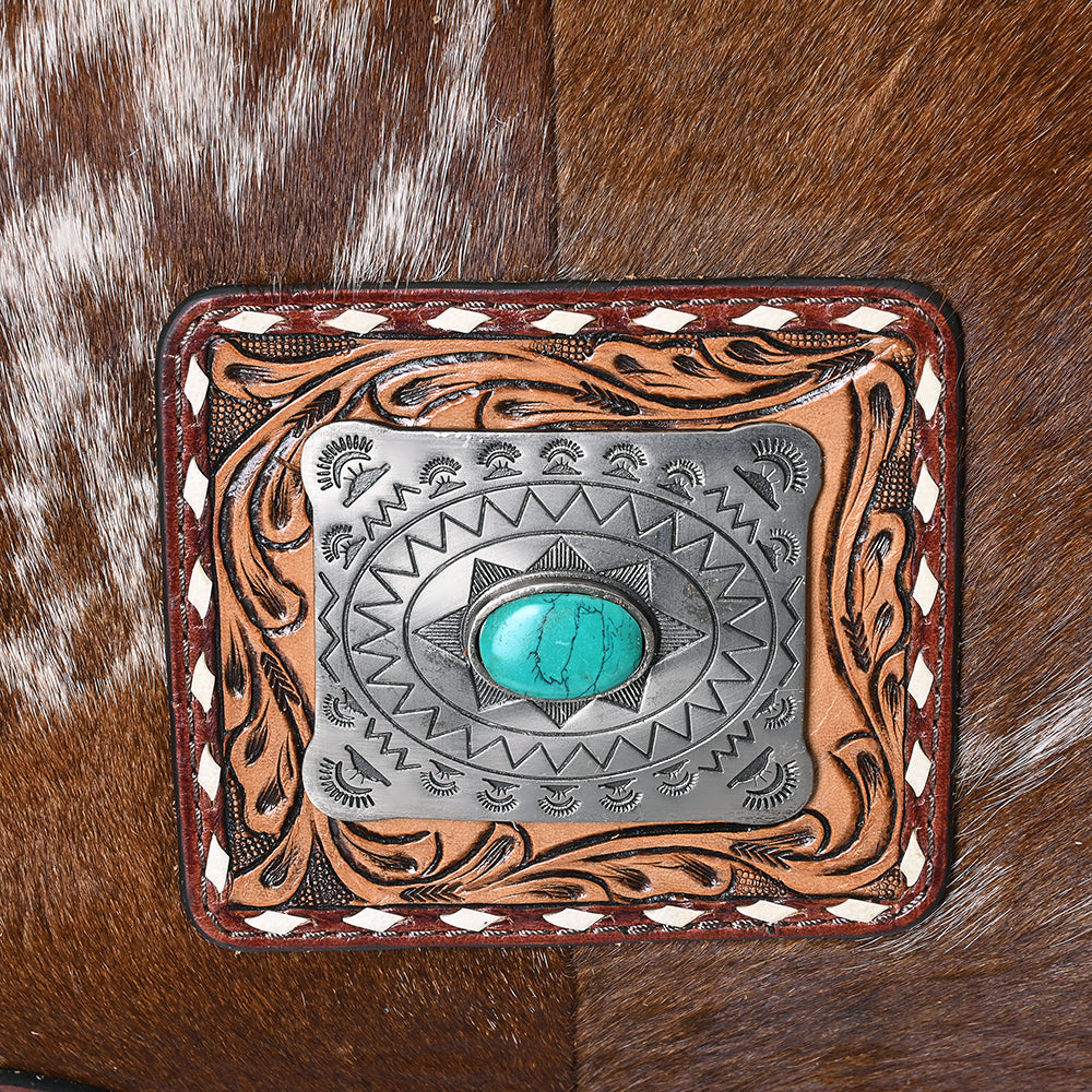 American Darling Duffel Hand Tooled Hair on Genuine Leather Western Women Bag | Handbag | Leather Duffle Bag | Weekend Bag | Travel Duffel Bags | Duffel Bag for Women | Leather Duffle Bag