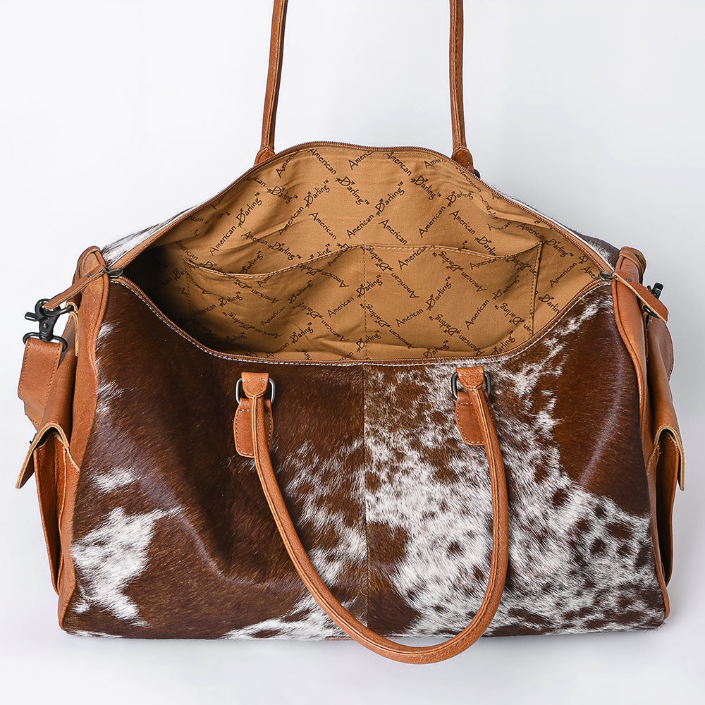 American Darling Duffel Hand Tooled Hair on Genuine Leather Western Women Bag | Handbag | Leather Duffle Bag | Weekend Bag | Travel Duffel Bags | Duffel Bag for Women | Leather Duffle Bag