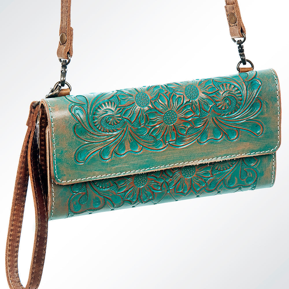 American Darling ADBG609 Wallet Hand Tooled Genuine Leather Women Bag Western Handbag Purse