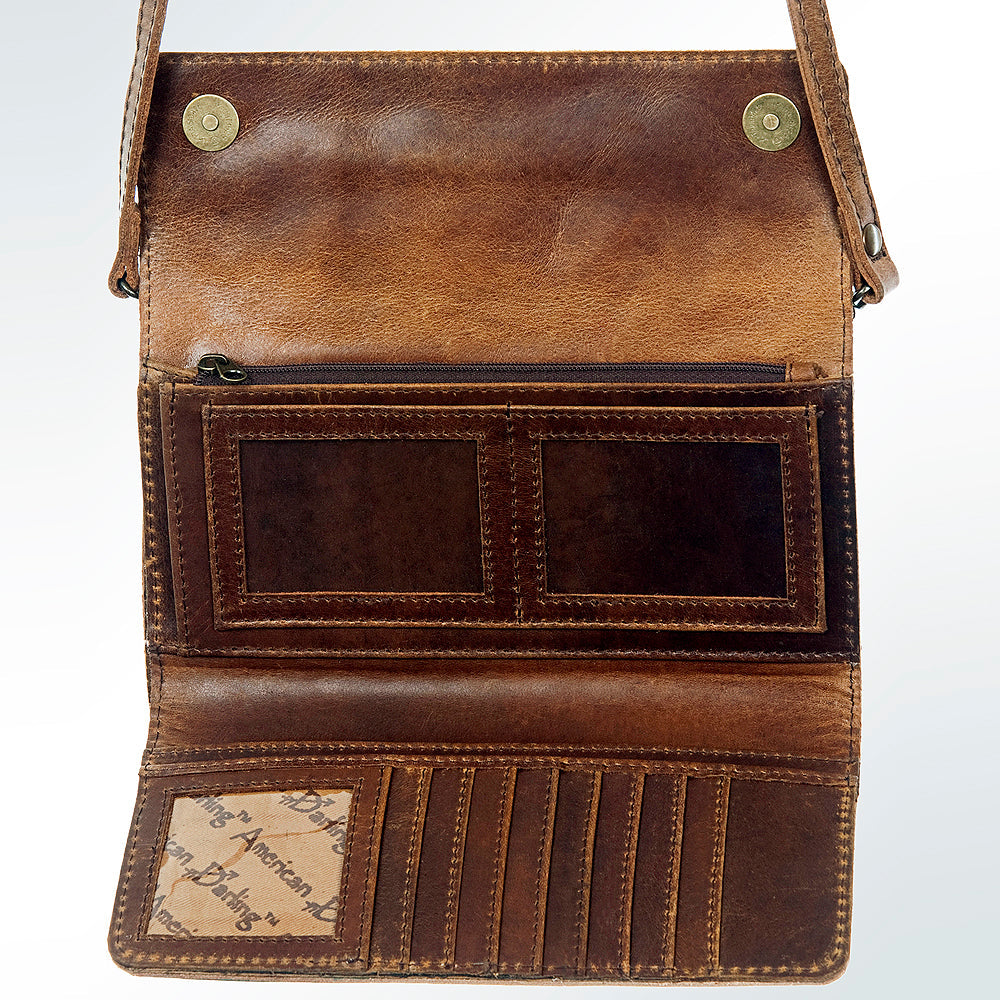 American Darling ADBG609 Wallet Hand Tooled Genuine Leather Women Bag Western Handbag Purse