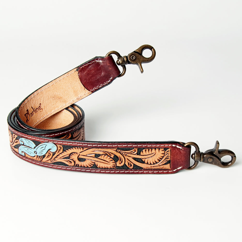 American Darling ADSTF141 Hand Tooled Genuine Leather Crossbody Handle Strap For Bags