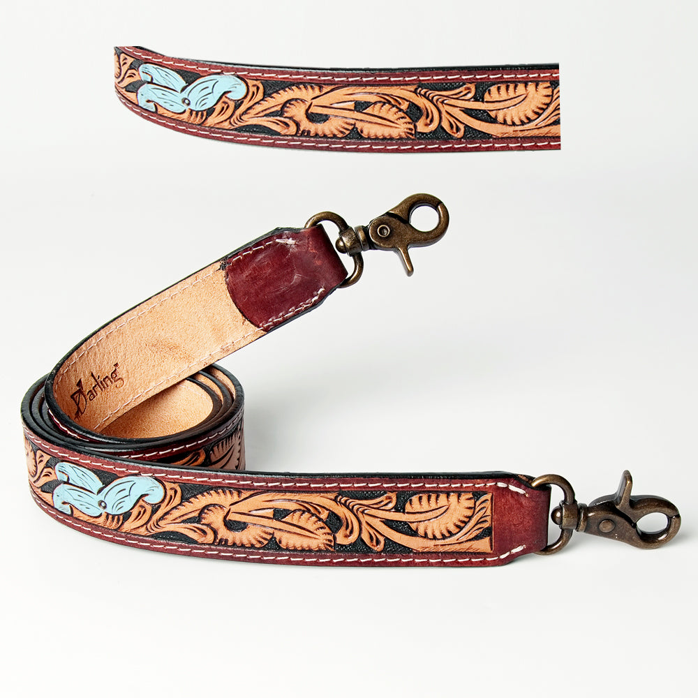 American Darling ADSTF141 Hand Tooled Genuine Leather Crossbody Handle Strap For Bags