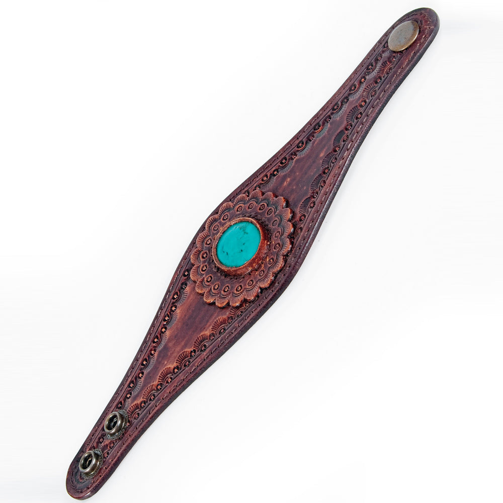 American Darling ADBRF136 Hand tooled carved Genuine Leather Bracelet women